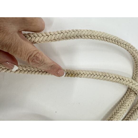 J. McLaughlin Clear Yellow White Stripe Rope Handle Harper Handbag - Picture 5 of 16